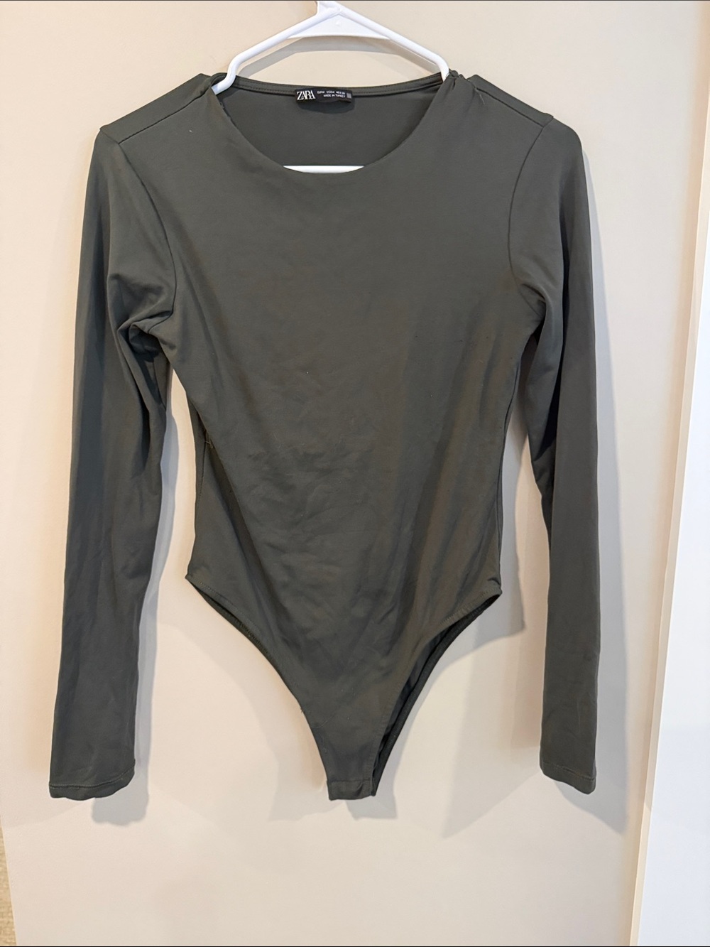 Zara Olive Green Long-Sleeve One-Piece Bodysuit